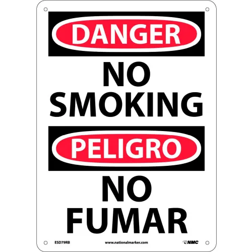 NMC™ Bilingual Plastic Sign, Danger No Smoking, 10"W x 14"H