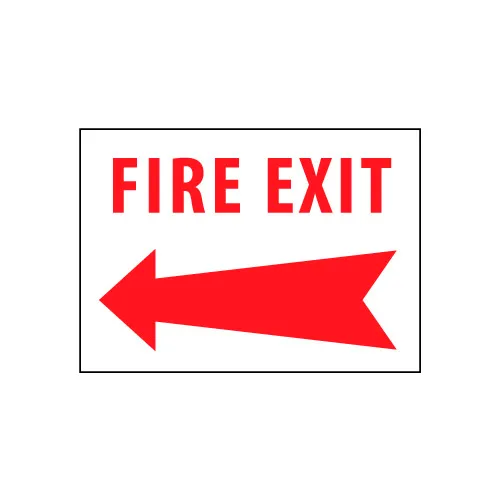Fire Safety Sign - Fire Exit with Left Arrow - Vinyl
