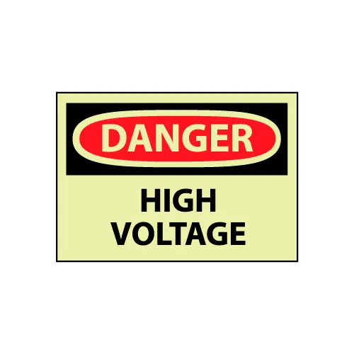 NMC" OSHA Machine Labels, Danger High Voltage, Vinyl Glow, Pack of 5