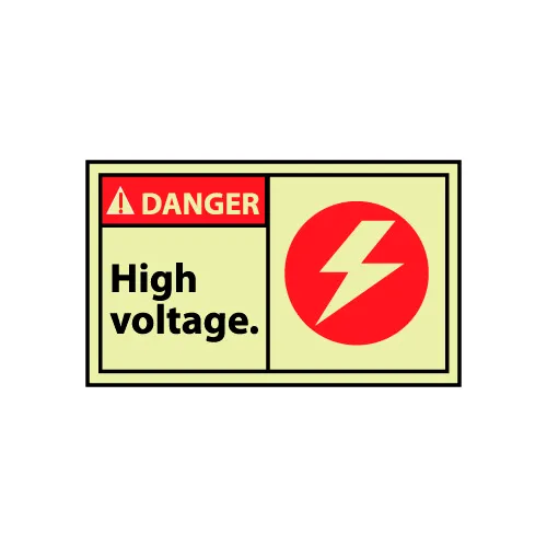 NMC OSHA Machine Labels w/ Graphic, Danger High Voltage, Vinyl Glow, Pack of 5