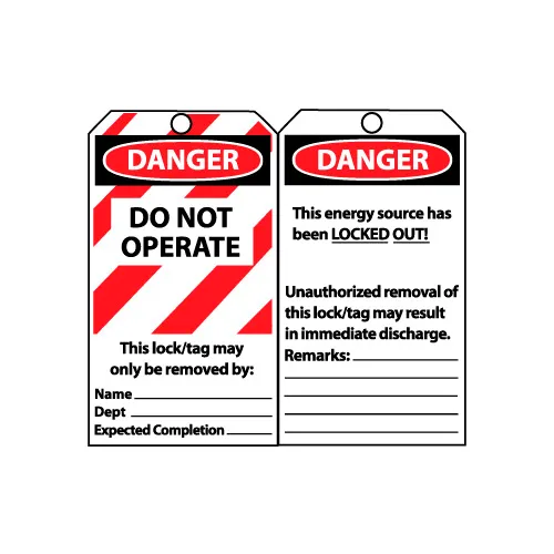 NMC Unauthorized Removal May Result Immediate Discharge Remark Of Laminated Lockout Tags