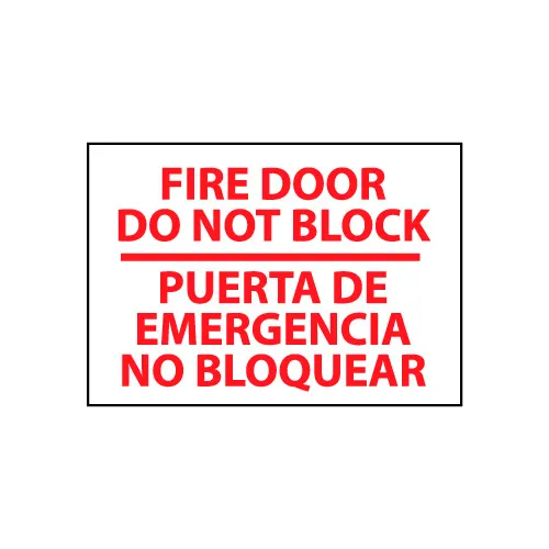 NMC™ Bilingual Vinyl Fire Sign, Fire Door Do Not Block, 20"W x 14"H