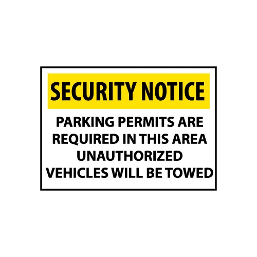 Security Notice Aluminum - Parking Permits Are Required In This Area