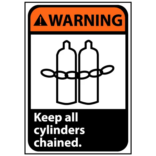 Warning Sign 14x10 Aluminum - Keep All Cylinders Chained
