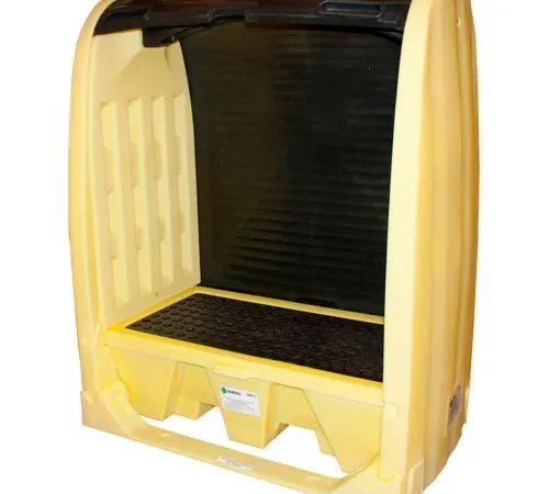 ENPAC? 4062-YE-D 2-Drum Hardcover & Spillpallet with Drain - 66 Gallon Cap.