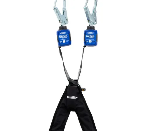 Twin-leg retractable safety lanyard with snap hooks