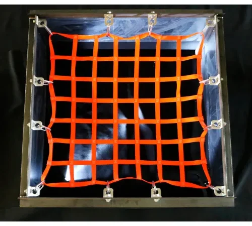 US Netting 2' x 2' Hatch Net, High Vis Orange Webbing, Free Placement Stainless Brackets, Snap Hooks