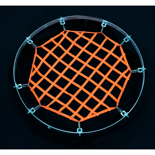 US Netting 2'Dia Round Hatch Net, High Vis Orange Web, Free Placement Stainless Brackets, Snap Hooks