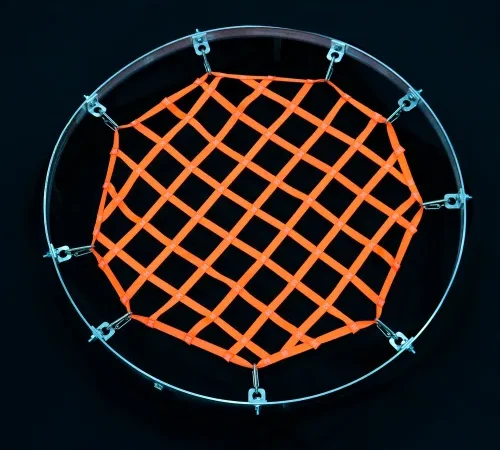 US Netting 2'Dia Round Hatch Net, High Vis Orange Web, Free Placement Stainless Brackets, Snap Hooks
