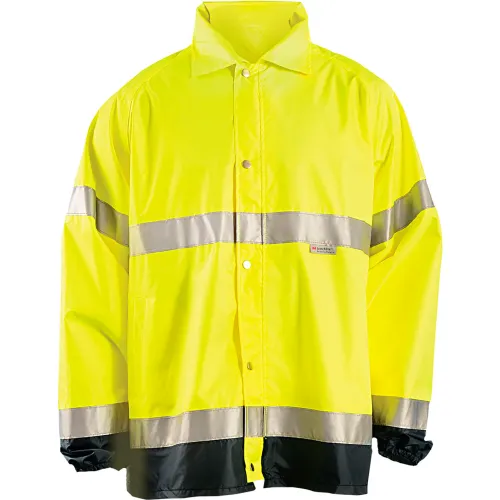 OccuNomix Breathable Foul Weather Coat, Class 3, Hi-Vis Yellow, 5XL, LUX-TJR-Y5X