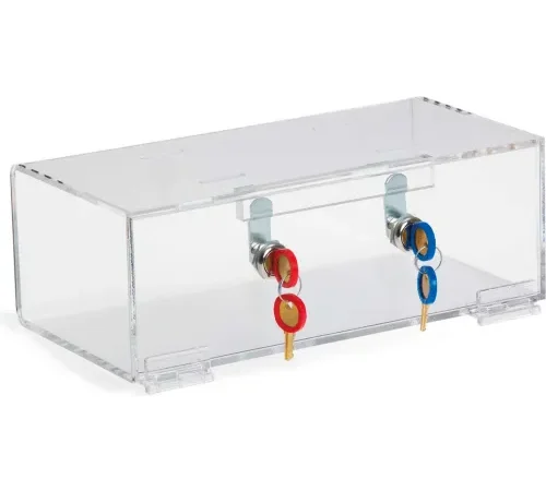 Omnimed Double Lock Clear Acrylic Refrigerator Lock Box, All Locks Keyed Different