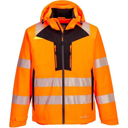 Portwest® Hi-Vis 4-Way Stretch Shell Rain Jacket, ANSI Class 3, 3XL, Orange