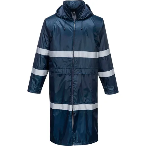 Portwest® Classic Iona" Enhanced Visibility 47" Rain Coat, L, Navy