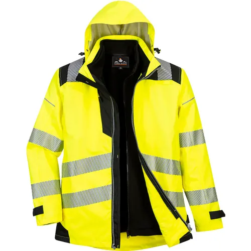 Portwest® Hi-Vis Breathable 3-In-1 Jacket, ANSI Class 3, 5XL, Yellow/Black