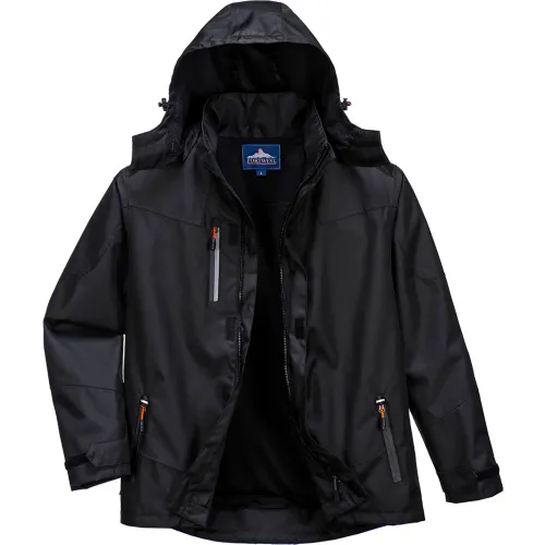 Portwest® Outcoach Extreme Waterproof Breathable Rain Jacket, 4XL, Black