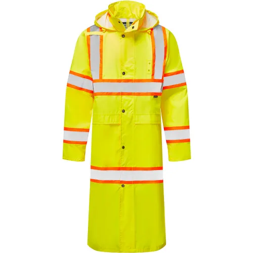 Portwest® Hi-Vis Contrast 48" Rain Coat, ANSI Class 3, S, Yellow