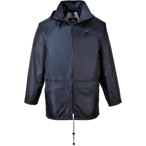 Portwest® Classic Rain Jacket with Hood, XL, Navy Blue