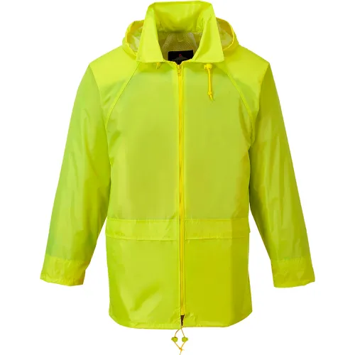 Portwest® Classic Rain Jacket with Hood, XL, Yellow
