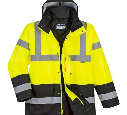 Portwest Winter Parka, 4XL, Hi-Vis Yellow/Black