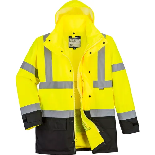 Portwest® Hi-Vis 5-In-1 Contrast Executive Jacket, ANSI Class 3, M, Yellow/Black