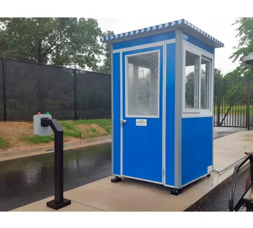 Guardian Booth Pre-Assembled Guard Booth, 4'x4' Interior, Blue - Economy Model
