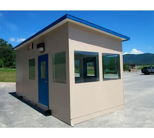 Portable security guard booth with windows