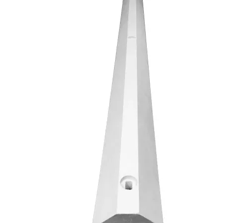 White concrete fence post with mounting hole