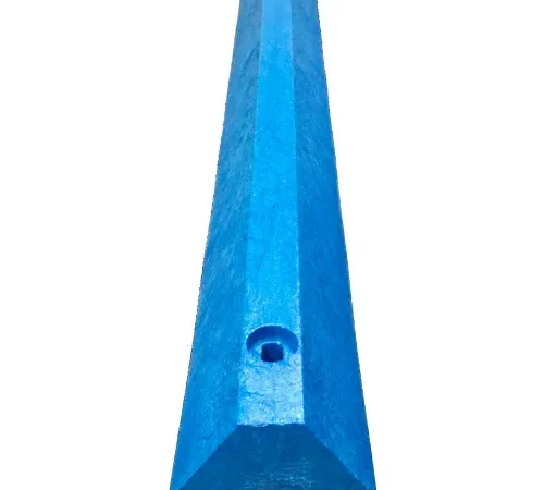 Blue plastic triangular beam with mounting holes