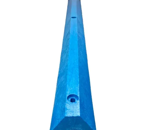 Long blue triangular beam with holes