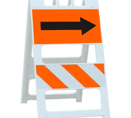Plasticade Plastic Type II Traffic Barricade W/ Directional Arrow, Fillable, White