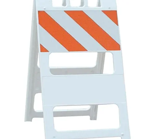 Plasticade 100-WT12HIP All Plastic Maintenance Free Type I Traffic Barricade, White, Foldable