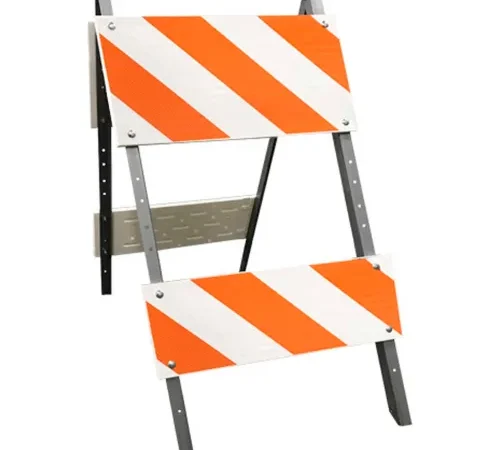 Plasticade 105G-T12EGB8EG Galvanized Steel Leg & Plastic Boards Type II Traffic Barricade
