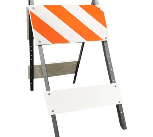 Plasticade 105G-T12HIPB6 Galvanized Steel Leg & Plastic Boards Type I Traffic Barricade