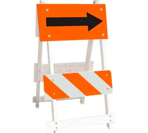 Plasticade Plastic Type II Traffic Barricade W/ Directional Arrow, Not Fillable, White
