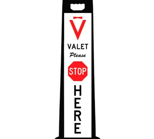 Plasticade 4100-BK-PARK6 Compact VALET STOP HERE Sign For Parking Lots, Black