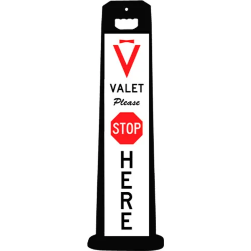 Plasticade 4100-BK-PARK6 Compact VALET STOP HERE Sign For Parking Lots, Black