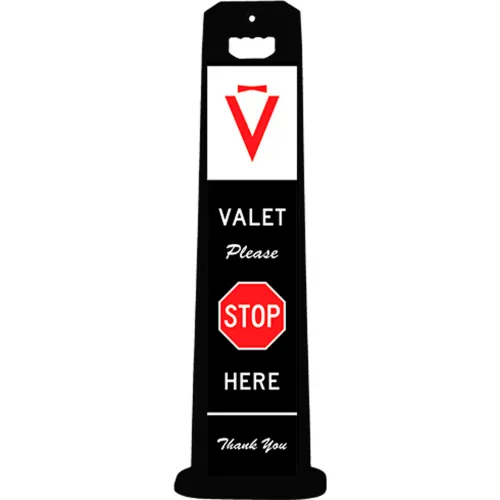 Plasticade 4100-BK-PARK7 Compact VALET STOP HERE Sign For Parking Lots, Black