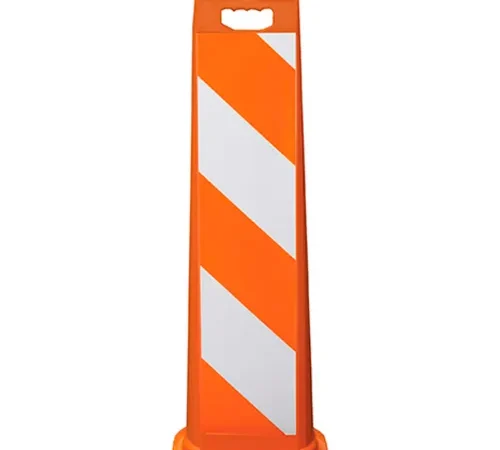 Plasticade Vertical Panel Channelizer Barricade W/ Oversized Handle, Orange, Engineer Grade Sheets