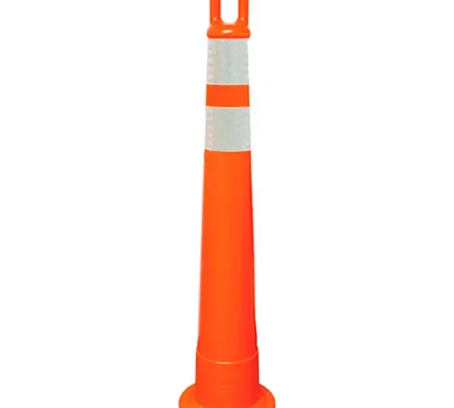 Plasticade Watchtower 42" Plastic Stacker Orange Cone With Handle, 2 Reflective White Stripes