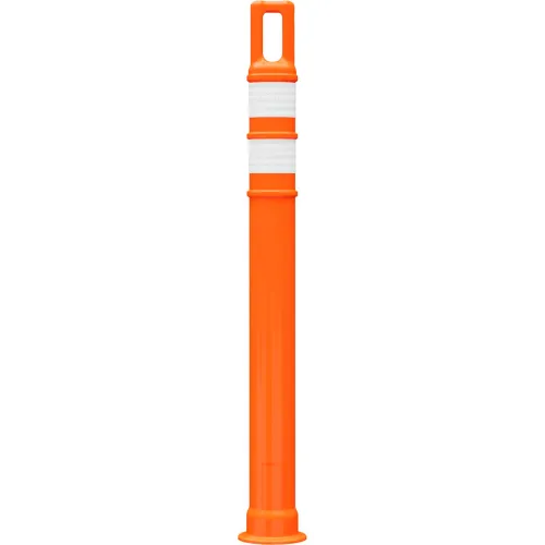 Plasticade 42" Watchtower Delineator, Polyethylene, Orange, 2 HIP White Reflective Bands