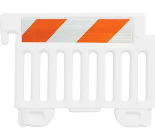 Plasticade Strongwall ADA Compliant Plastic Barricade, HIP Striped Sheets, White