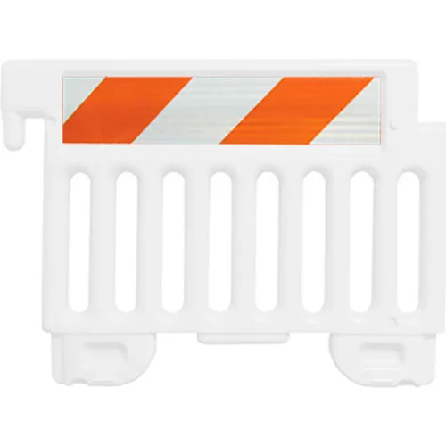 Plasticade Strongwall ADA Compliant Plastic Barricade, Hi Intensity Prismatic Striped Sheets, White