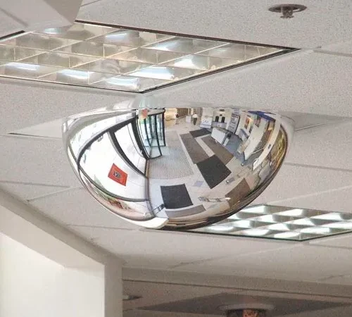 T-Bar Full Dome Acrylic Mirror, Indoor, 22" Dia. W/2'x2' Panel, 360? Viewing Angle