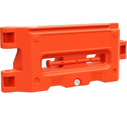 Orange plastic traffic barrier segment
