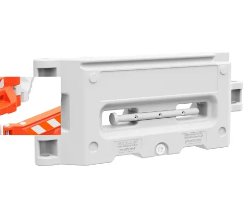 Interlocking white water-filled plastic barricade