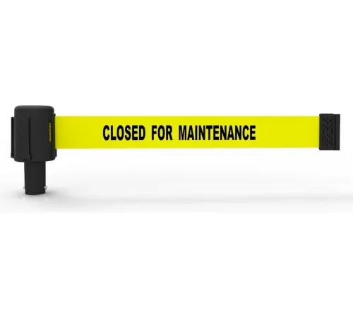 Yellow retractable belt closed for maintenance