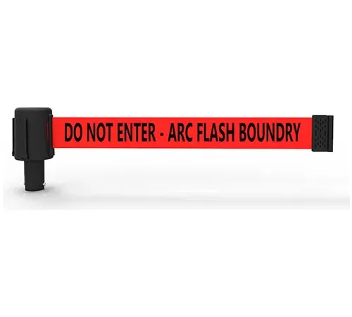 Red "Do Not Enter - Arc Flash" retractable belt