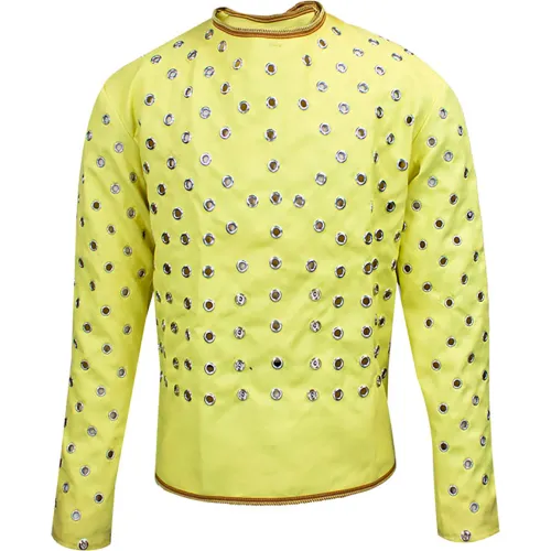 Yellow studded long-sleeve top