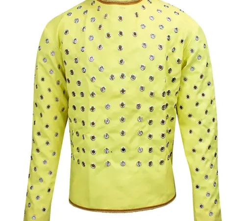 Bright yellow studded long-sleeve jacket