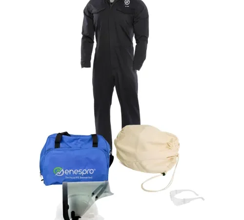 Enespro ArcGuard KIT2CV08NG, SM 8 cal/cm2 Arc Flash Kit with FR Coverall, SM, No Gloves
